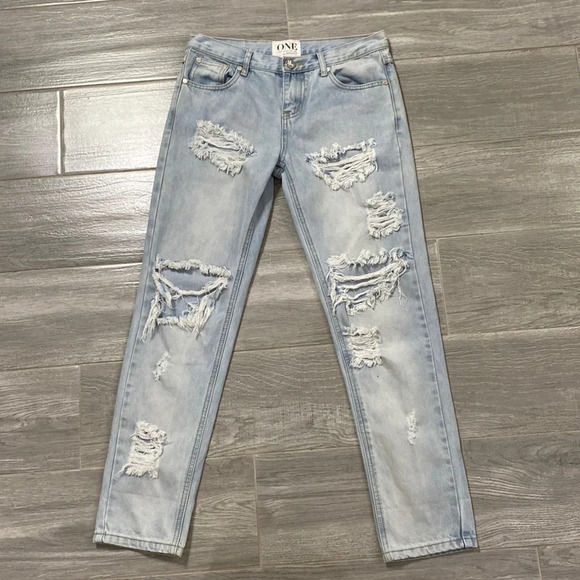 One by One Teaspoon Awesome Baggies Medium Rise Distressed Relaxed Jeans Size 25 - Picture 2 of 8